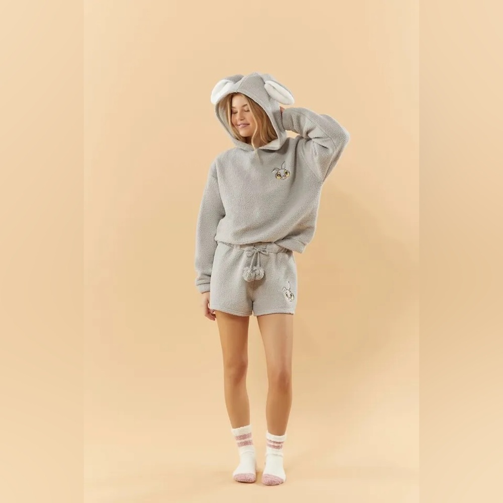 Forever 21 Disney Bunny Sherpa Hoodie and Shorts Sleep Set